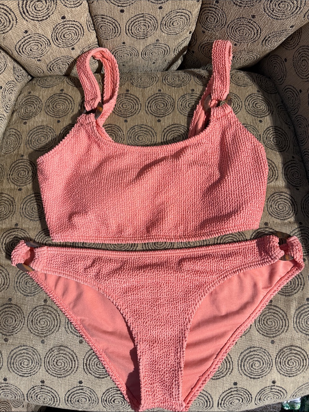 Textured Pink Two-Piece Bikini Set